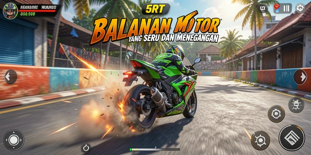 Tampak menegangkan saat motor melaju kencang di lintasan balap.
