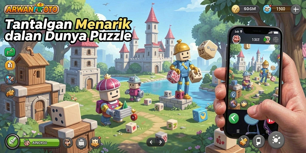 Tangkapan layar utama ARWANATOTO menunjukkan gameplay puzzle yang seru.