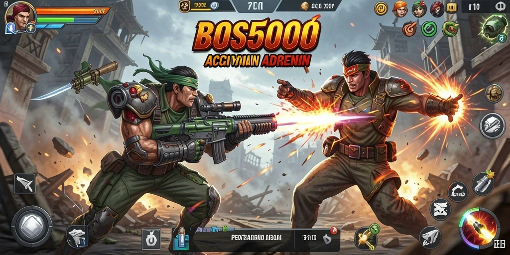 Tampilan dinamis gameplay Aksi BOS5000 yang memikat.