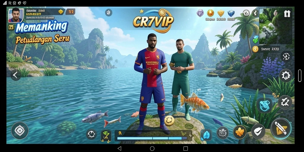 Screenshot gameplay <strong>CR7VIP</strong> yang menampilkan aksi memancing yang mendebarkan.