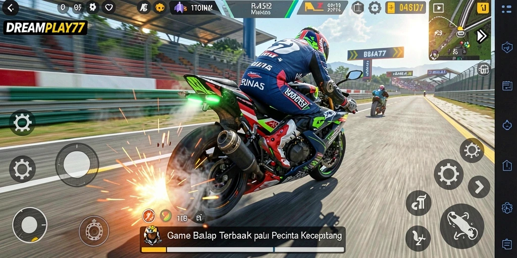 Tampilan luar biasa dari gameplay balapan motor yang mendebarkan.