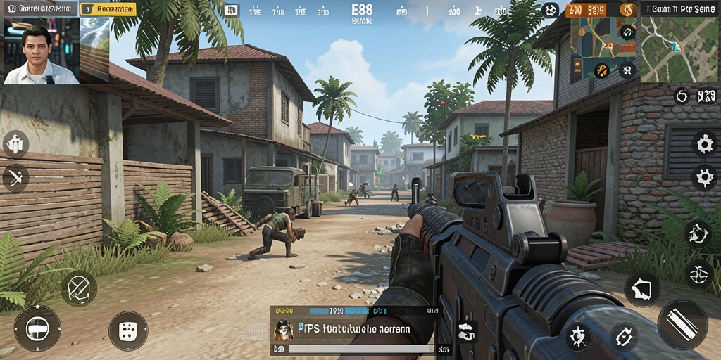 Screenshot gameplay E88 dengan aksi menegangkan di arena TPS.