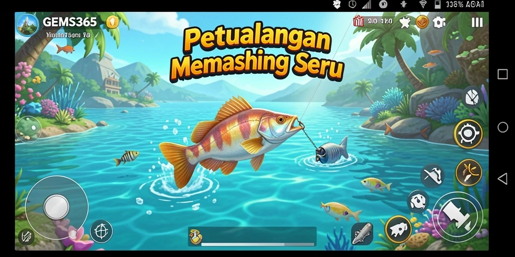 Tangkapan ikan yang megah dalam gameplay GEMS365.
