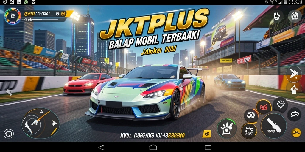 Tampilan gameplay JKTPLUS dengan balapan seru di Jakarta.