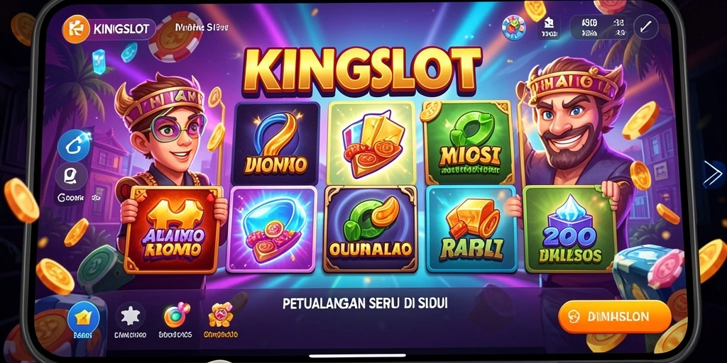 Tampilan gameplay KINGSLOT yang penuh warna dan aksi menarik.