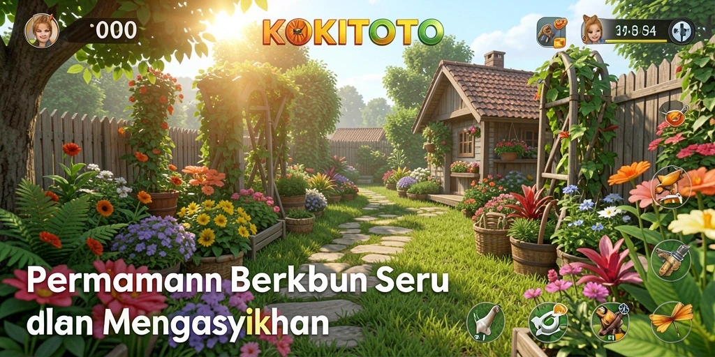 Gameplay KOKITOTO dalam menciptakan kebun yang subur.