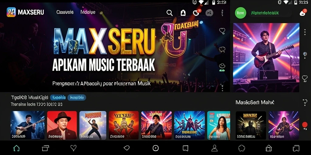Tampilan gameplay MAXSERU yang menarik dengan berbagai lagu.