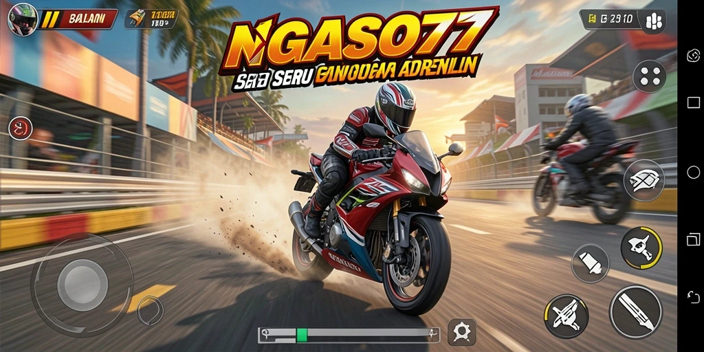 Tampilan gameplay NGASO77 yang mendebarkan di trek balapan.