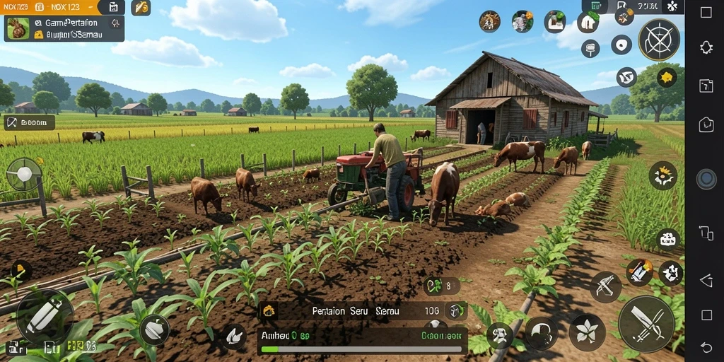 Tampilan menarik dari gameplay NOX123 saat bertani.