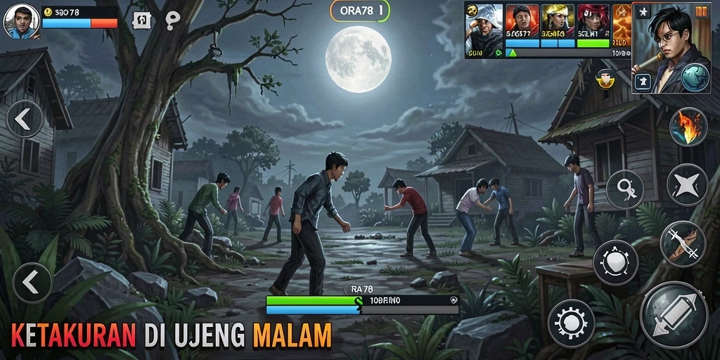 Screenshot gameplay ORA78 menampilkan suasana menyeramkan yang mencekam.