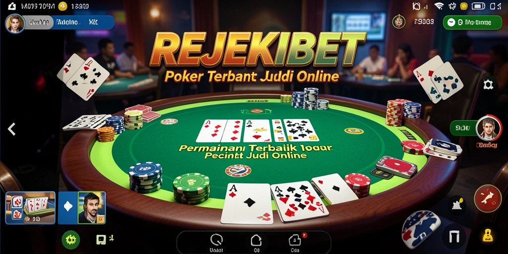 Tampilan gameplay menarik dari REJEKIBET dengan suasana poker yang mendebarkan.