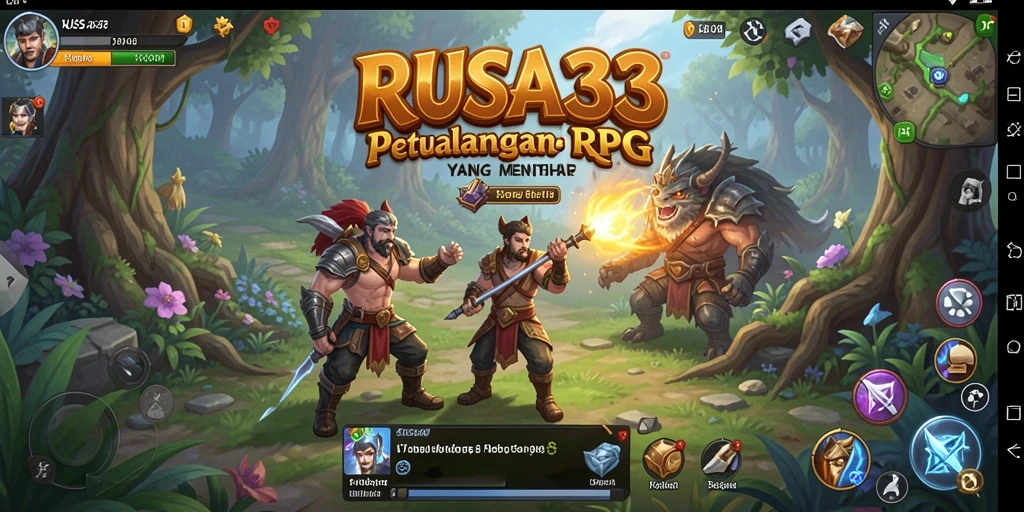Tampilan gameplay RUSA33 dengan karakter dan petualangan RPG yang mendebarkan.