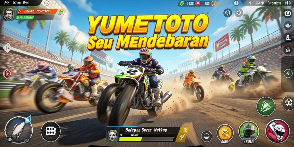 Screenshot gameplay YUMETOTO menampilkan aksi balapan seru.